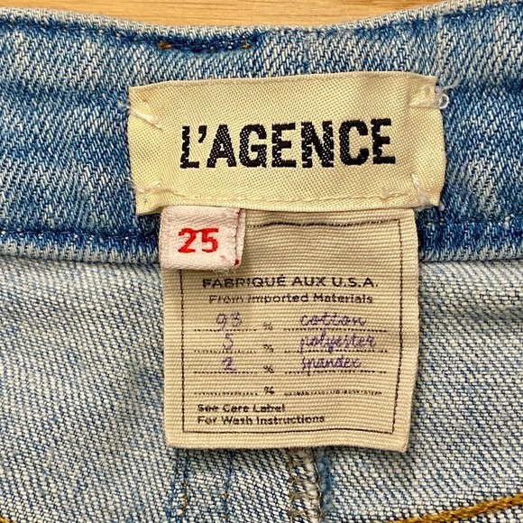 L'AGENCE Highline Highrise Desert Light Destruct Fray Hem Grunge Skinny Jeans 25 - Picture 4 of 9